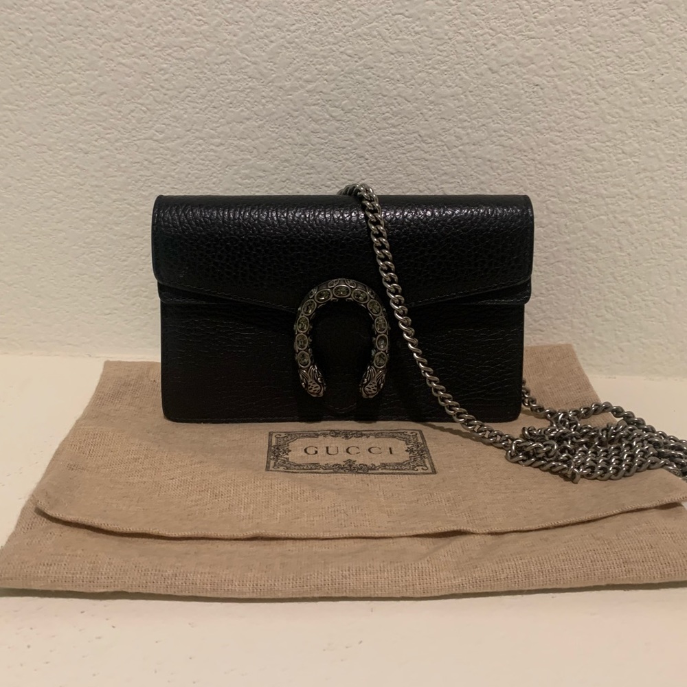 Gucci Dionysus Black Leather Supermini bag